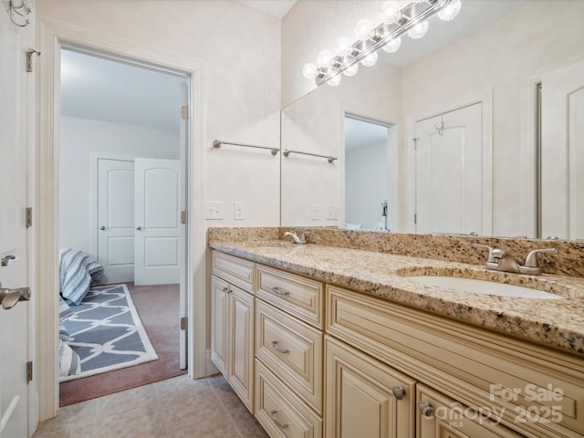5805 Copperleaf Commons Ct, Charlotte, NC 28277 - bathroom with double vanity and tile patterned flooring