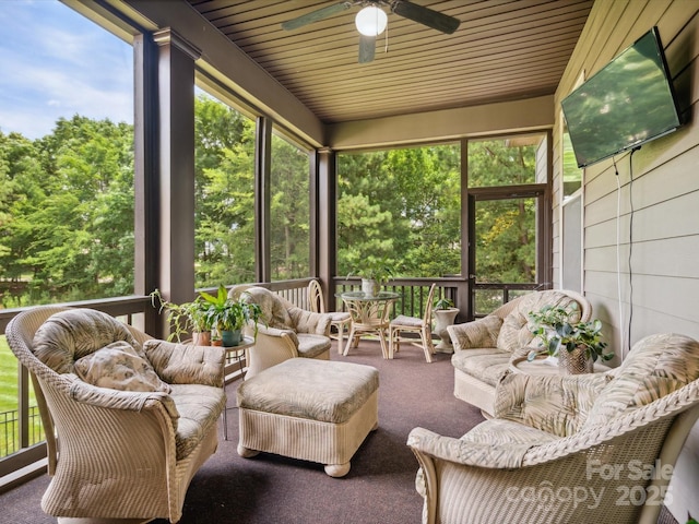 5805 Copperleaf Commons Ct, Charlotte, NC 28277 - sunroom / solarium with ceiling fan, an outdoor living space, and healthy amount of natural light