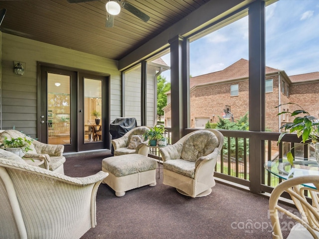 5805 Copperleaf Commons Ct, Charlotte, NC 28277 - sunroom with carpet flooring and ceiling fan