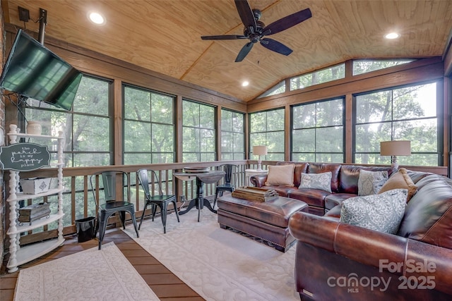 10215 Balmoral Cir, Charlotte, NC 28210 - sunroom featuring wooden ceiling, lofted ceiling, recessed lighting, and hardwood / wood-style floors