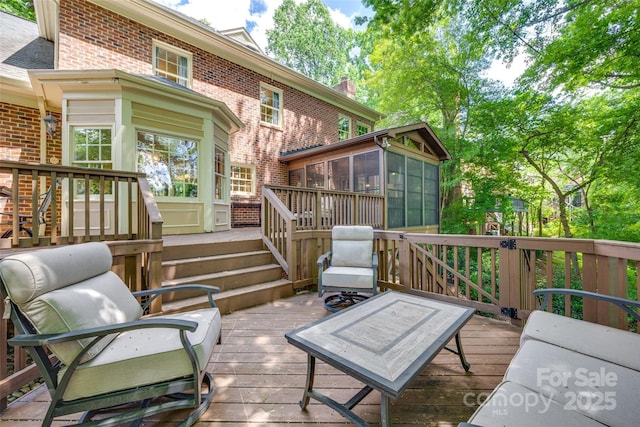 10215 Balmoral Cir, Charlotte, NC 28210 - wooden deck featuring a sunroom