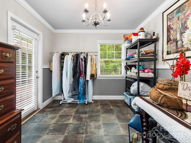 1165 Mountain Laurel Dr, Columbus, NC 28722 - spacious closet featuring a chandelier and stone finish flooring