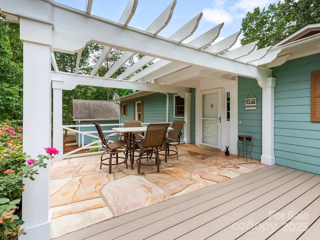 1165 Mountain Laurel Dr, Columbus, NC 28722 - wooden terrace featuring a pergola and outdoor dining area