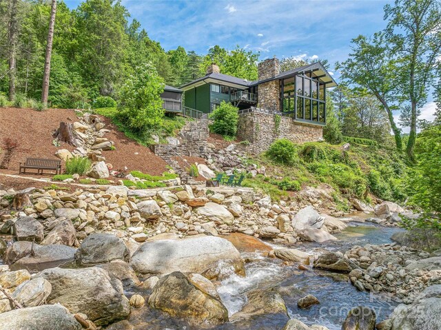 400 Kings Dr, Lake Lure, NC 28746 - view of yard featuring a wooded view
