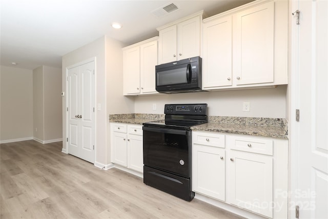 3349 Ellingford Rd, Charlotte, NC 28214 - kitchen featuring black appliances, light wood-style flooring, light stone counters, and recessed lighting