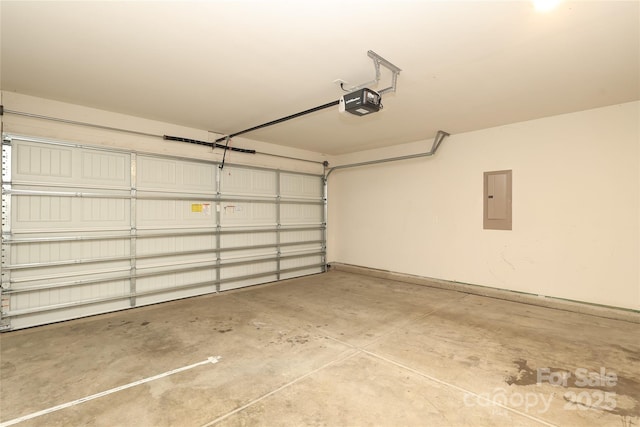 3349 Ellingford Rd, Charlotte, NC 28214 - garage with electric panel, a garage door opener, and baseboards