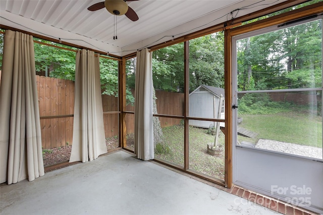 3624 Moultrie St, Charlotte, NC 28209 - unfurnished sunroom with ceiling fan
