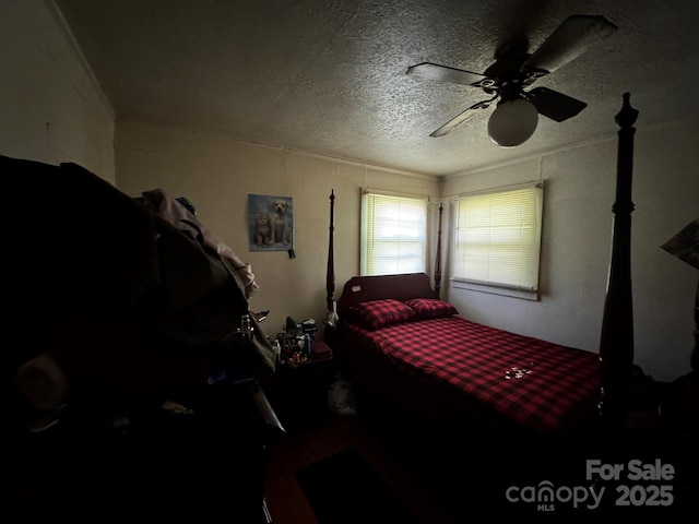 537 Beall St NW, Lenoir, NC 28645 - bedroom featuring a textured ceiling and ceiling fan