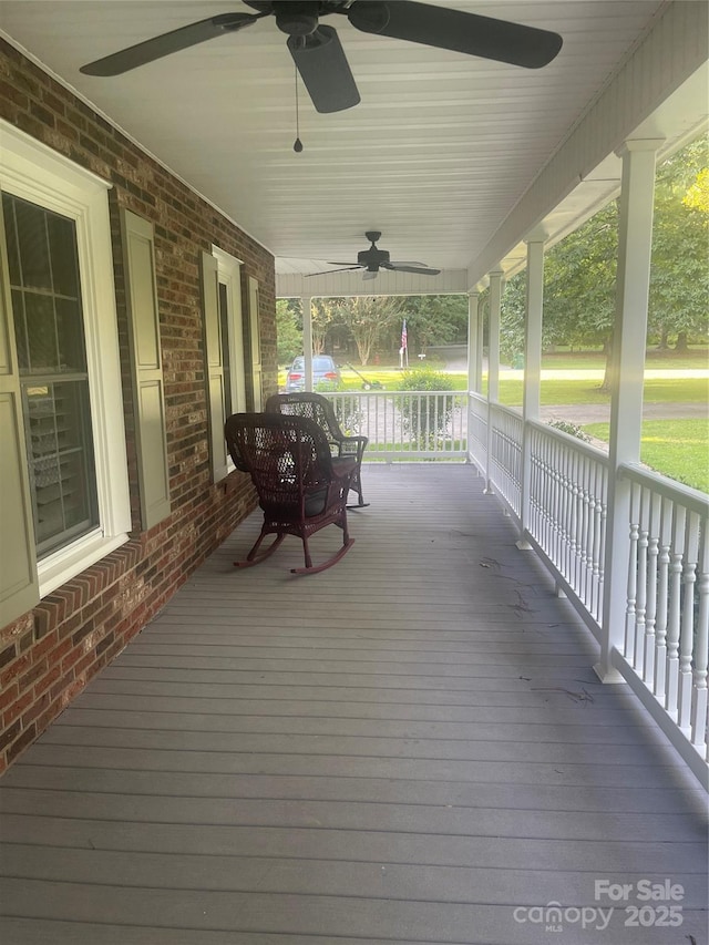 1619 Bellamy Cir, Albemarle, NC 28001 - wooden porch featuring ceiling fan