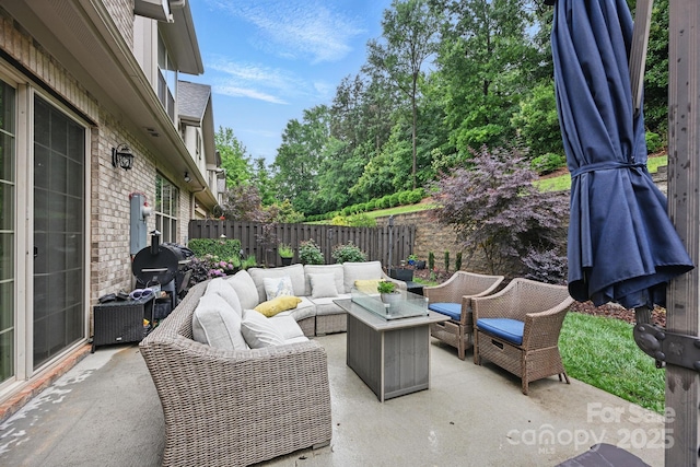 5118 Waldron Meadow Dr, Charlotte, NC 28226 - fenced backyard with an outdoor hangout area and a patio