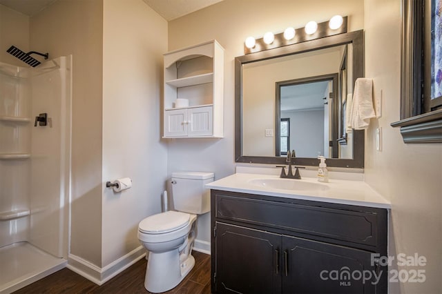 2653 Fairway Acres Cir, Lenoir, NC 28645 - bathroom featuring wood finished floors, a shower, and vanity