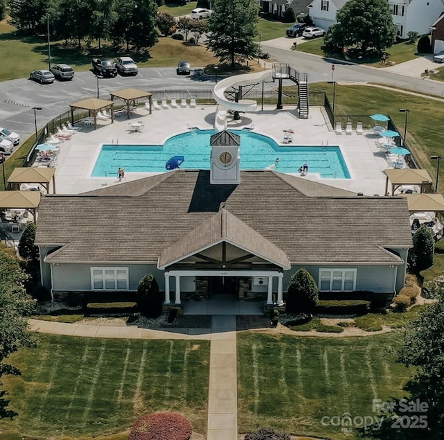 2018 Rosewater Ln, Indian Trail, NC 28079 - aerial view of a pool