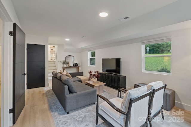 3326 Winterfield Pl, Charlotte, NC 28205 - living room with light wood finished floors, healthy amount of natural light, baseboards, and recessed lighting
