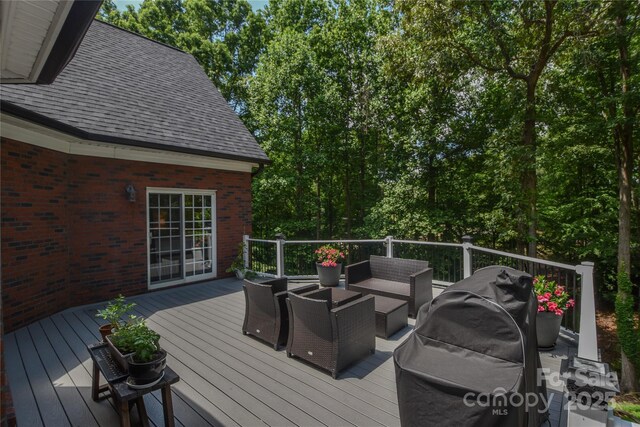 118 Tayport Dr, Troutman, NC 28166 - wooden terrace featuring an outdoor hangout area and area for grilling
