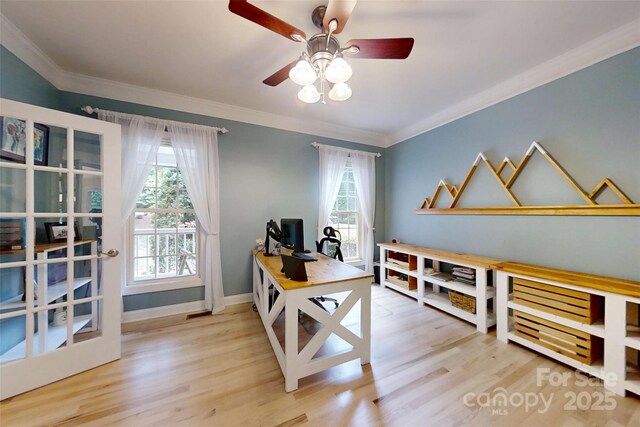 118 Tayport Dr, Troutman, NC 28166 - office space with plenty of natural light, crown molding, wood finished floors, and ceiling fan