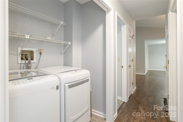 608 Surrey Glen Cir, Hendersonville, NC 28739 - laundry room featuring separate washer and dryer, wood finished floors, and baseboards