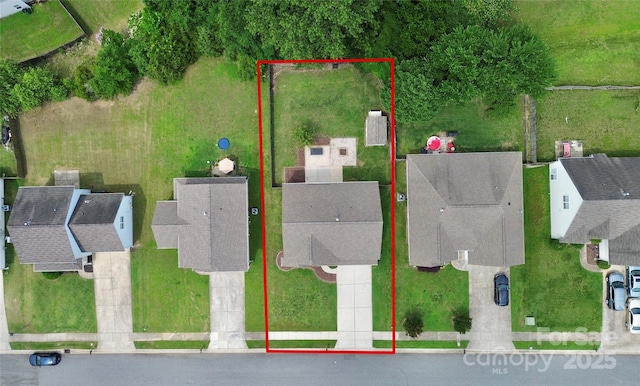 720 Reigate Rd, Charlotte, NC 28262 - aerial perspective of suburban area with property parcel outlined