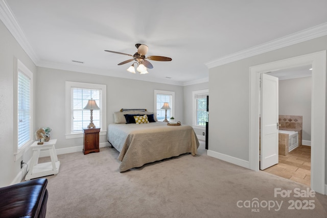 361 5th St NW, Hickory, NC 28601 - bedroom featuring multiple windows, carpet, ornamental molding, and baseboards
