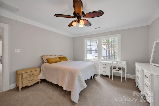 361 5th St NW, Hickory, NC 28601 - bedroom with ornamental molding, light carpet, a ceiling fan, and baseboards