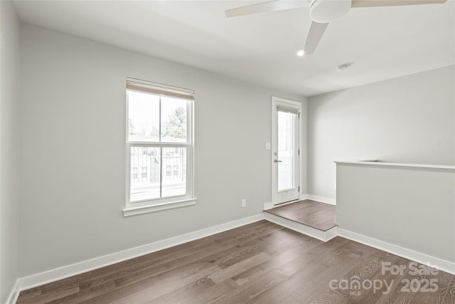 420 E 16th St, Charlotte, NC 28206 - unfurnished room with wood finished floors, baseboards, ceiling fan, and a smoke detector