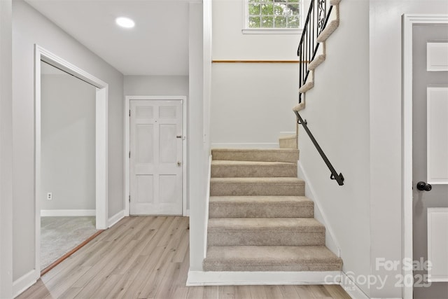841 12th Ave NW, Hickory, NC 28601 - stairs featuring wood finished floors, recessed lighting, and baseboards