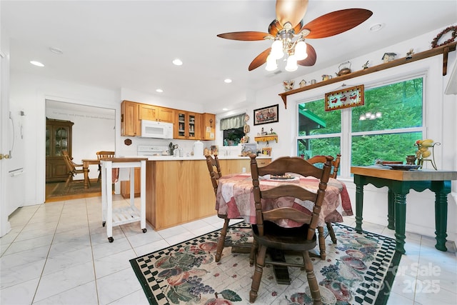 229 Hubbard Hollow Rd, Rosman, NC 28772 - dining area with recessed lighting and a ceiling fan