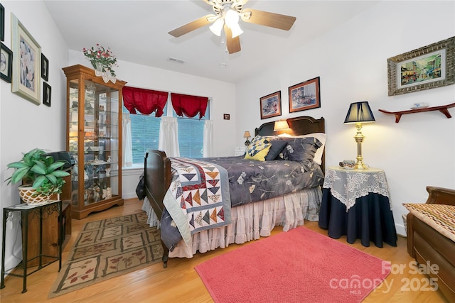 229 Hubbard Hollow Rd, Rosman, NC 28772 - bedroom with wood finished floors and a ceiling fan