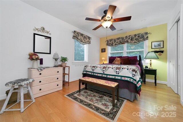 229 Hubbard Hollow Rd, Rosman, NC 28772 - bedroom featuring multiple windows, light wood finished floors, and a closet