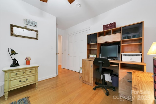 229 Hubbard Hollow Rd, Rosman, NC 28772 - office space featuring light wood finished floors and a ceiling fan