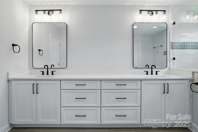 7322 Vesper Dr, Huntersville, NC 28078 - bathroom with double vanity and a tile shower