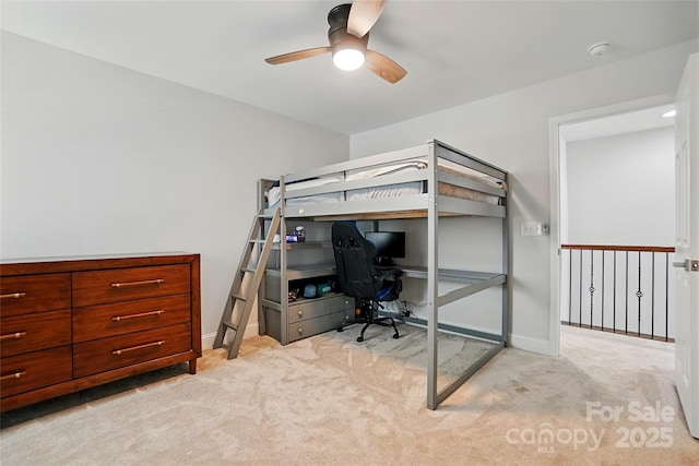 7322 Vesper Dr, Huntersville, NC 28078 - bedroom featuring a desk, light carpet, and a ceiling fan