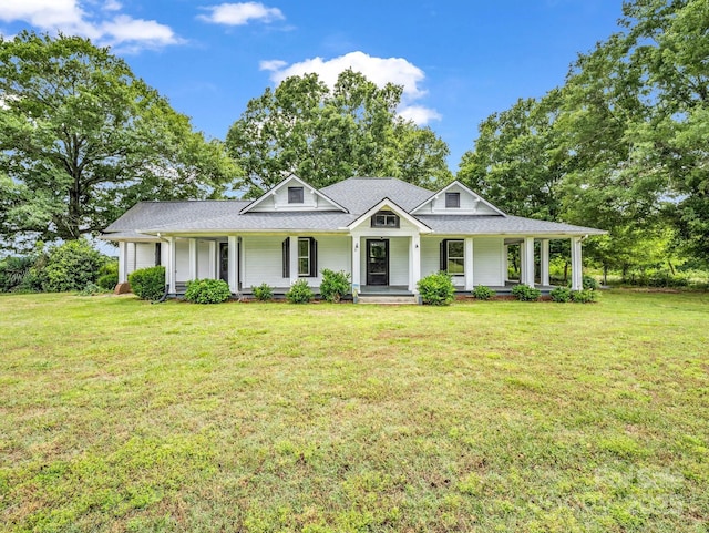 226 Dobbins Rd, Ellenboro, NC 28040 - farmhouse featuring a porch, a front lawn, and a shingled roof