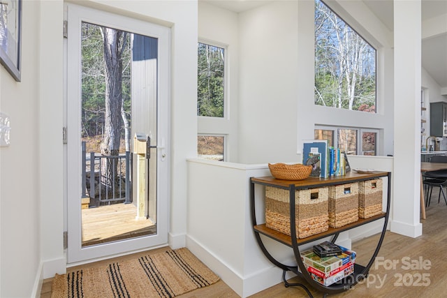 75 S Fork Trl, Lake Toxaway, NC 28747 - doorway with wood finished floors, baseboards, and a sink