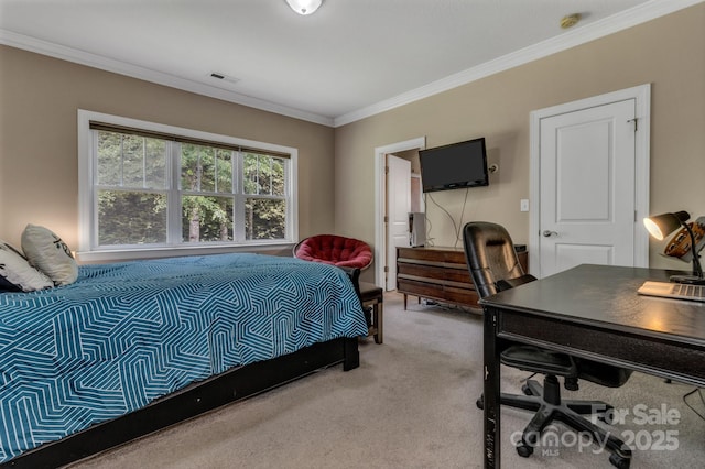 32 White Fox Dr, Fletcher, NC 28732 - bedroom with light colored carpet, ornamental molding, and a desk