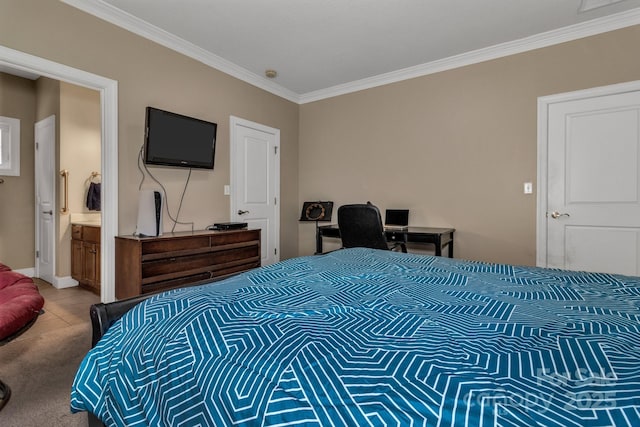 32 White Fox Dr, Fletcher, NC 28732 - carpeted bedroom with crown molding, ensuite bath, and baseboards