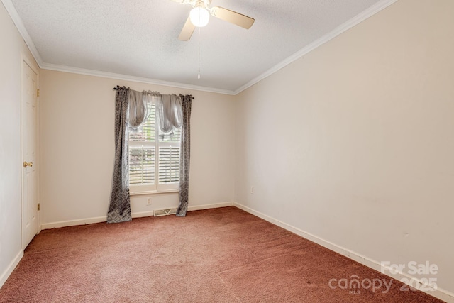 553 New Hope Rd, Rutherfordton, NC 28139 - carpeted empty room with ornamental molding, baseboards, ceiling fan, and a textured ceiling