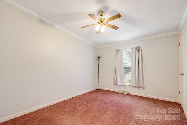 553 New Hope Rd, Rutherfordton, NC 28139 - empty room with ornamental molding, carpet, a ceiling fan, baseboards, and a textured ceiling