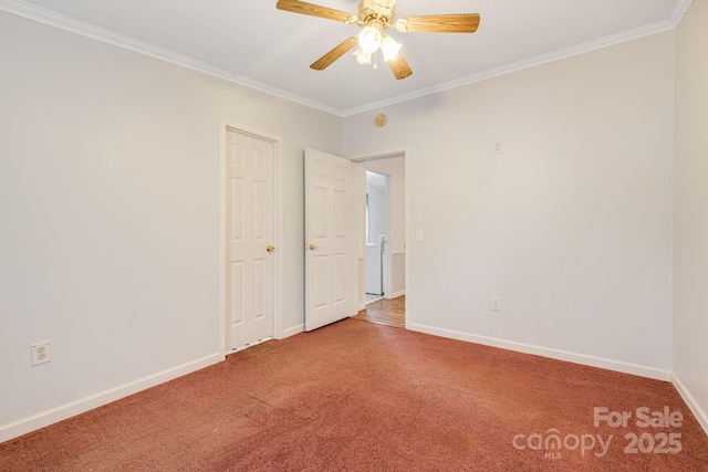 553 New Hope Rd, Rutherfordton, NC 28139 - unfurnished room with carpet floors, ornamental molding, baseboards, and ceiling fan