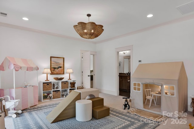 14105 Ryker Way, Davidson, NC 28036 - recreation room with carpet flooring and recessed lighting