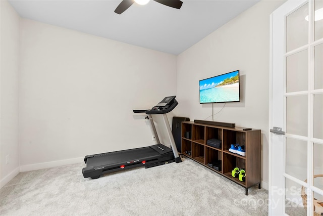 1022 Hinson Forest Rd, Monroe, NC 28110 - workout area featuring carpet floors and ceiling fan