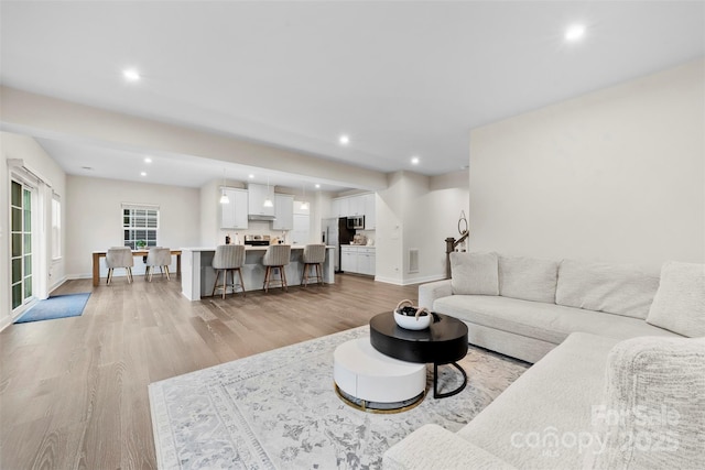 1022 Hinson Forest Rd, Monroe, NC 28110 - living area featuring light wood-style flooring and recessed lighting
