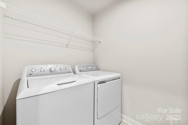 1022 Hinson Forest Rd, Monroe, NC 28110 - laundry room featuring independent washer and dryer and baseboards
