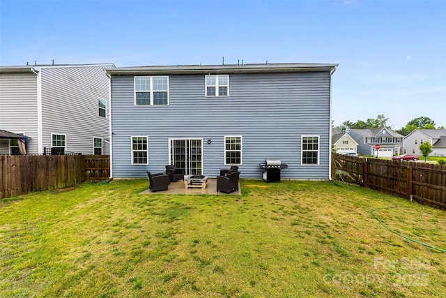 1022 Hinson Forest Rd, Monroe, NC 28110 - back of property with a fenced backyard, a patio area, and outdoor lounge area