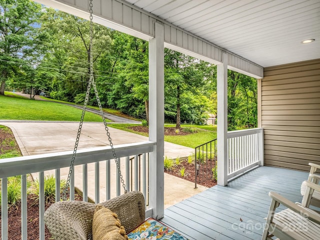125 Woodland Cir, Rutherfordton, NC 28139 - porch featuring a yard and view of scattered trees