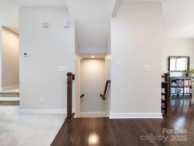 1839 Shumard Ln, Charlotte, NC 28205 - hall featuring an upstairs landing and wood finished floors