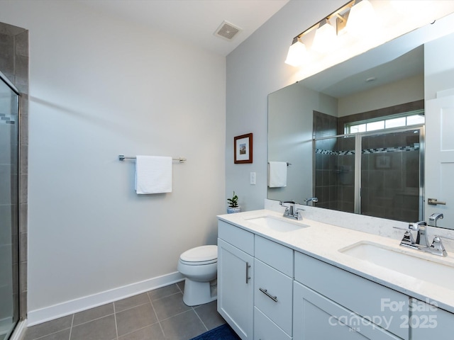 1839 Shumard Ln, Charlotte, NC 28205 - bathroom featuring tile patterned flooring, double vanity, and a shower stall
