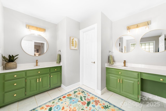 1115 Maremont Ct, Matthews, NC 28104 - bathroom featuring two vanities, baseboards, and tile patterned flooring