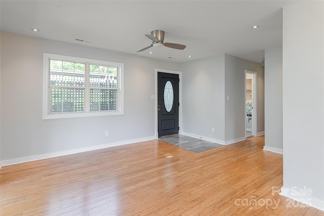 110 Annandale Ave, Asheville, NC 28801 - foyer featuring light wood-style flooring, ceiling fan, baseboards, and recessed lighting