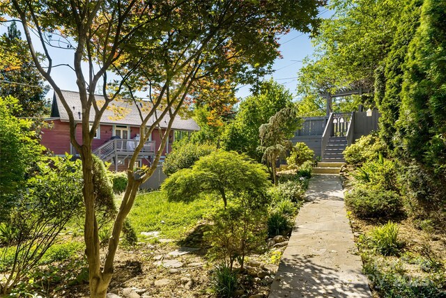 110 Annandale Ave, Asheville, NC 28801 - view of yard featuring stairway and a deck