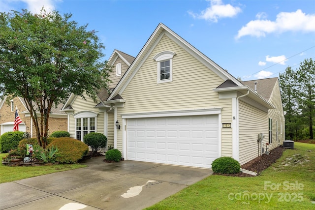 15152 Legend Oaks Ct, Indian Land, SC 29707 - traditional-style home featuring concrete driveway, a garage, a front yard, cooling unit, and roof with shingles